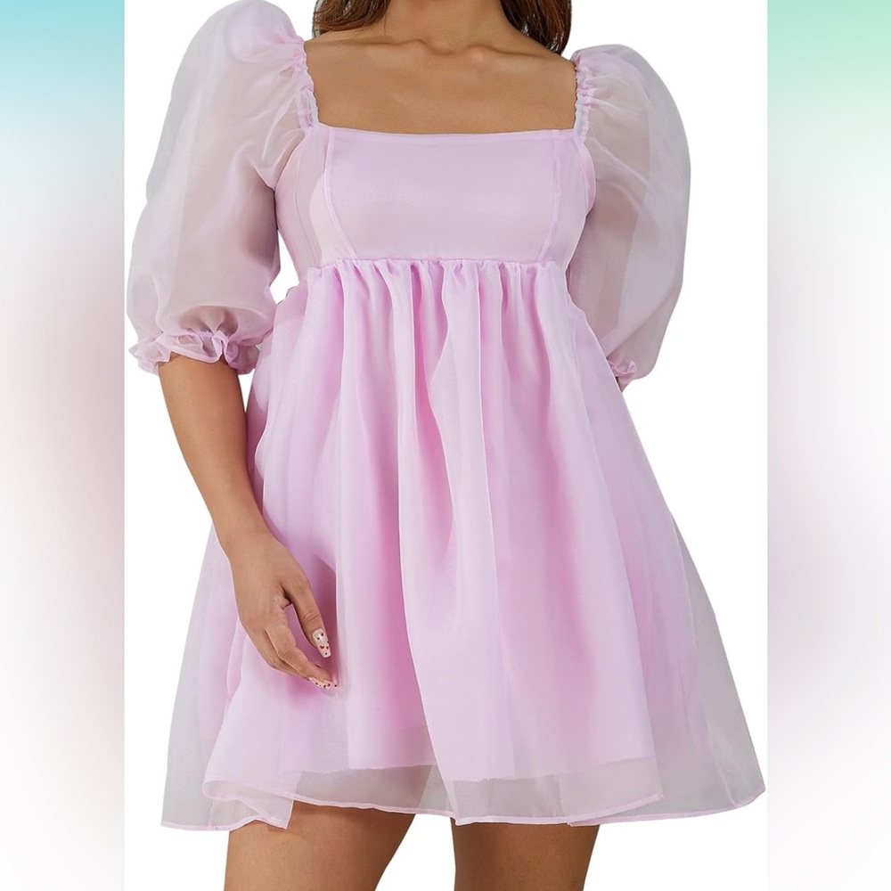 Women's Puff Sleeve Tulle Princess Dress Off